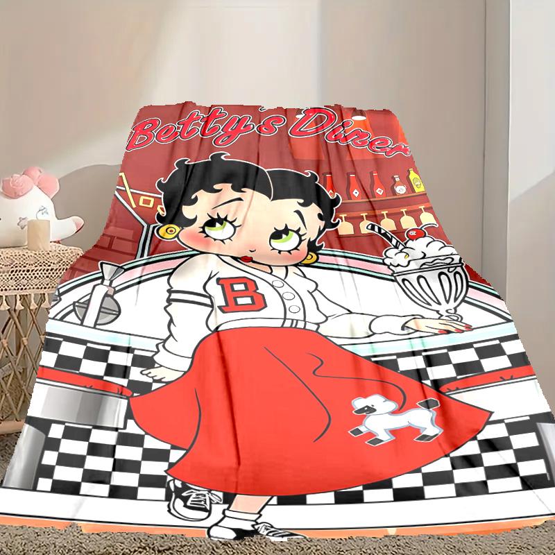 [Betty Boop Blanket] Soft Throw Blanket for Bed Sofa, Holiday Gift Blanket for Women Men Family Friend