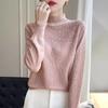 Autumn Winter Half High Collar Lace Crochet Sweet Sweater Women Ruffles Solid Color All-match Bottomed Knitting Top