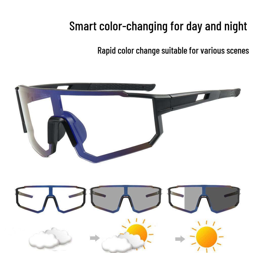 Unisex Photochromic Cycling Glasses - Outdoor European & American One-Piece Sports Sunglasses