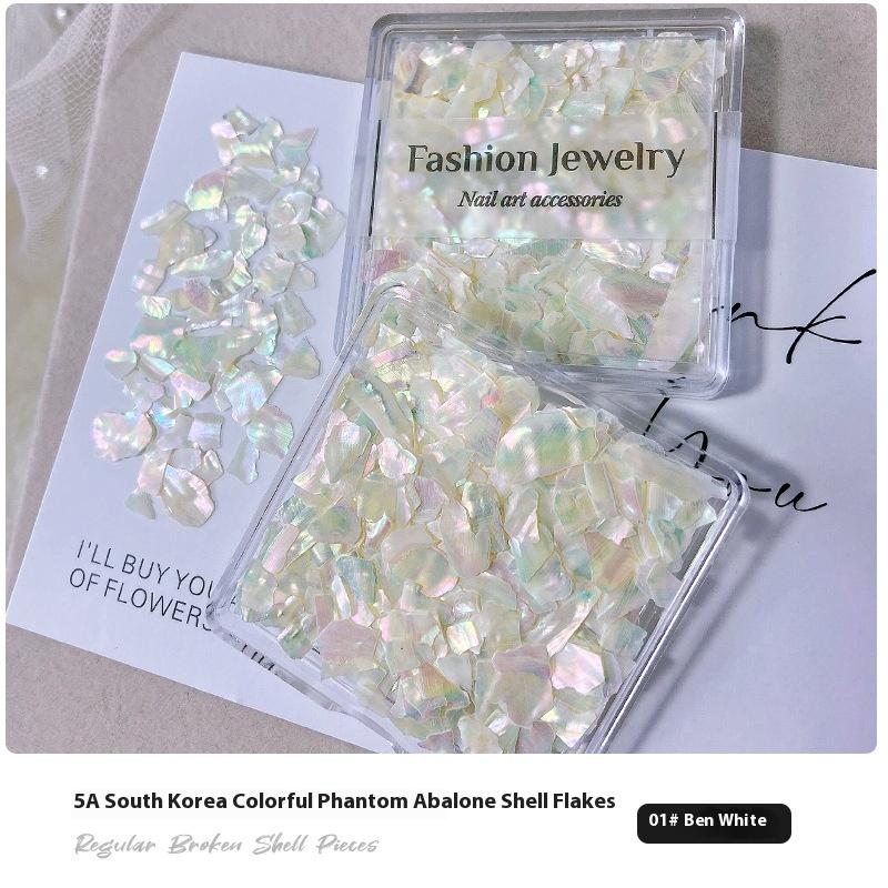 Nail Art Symphony Abalone-Muschelblatt, fein poliert, mittlere Größe, Farbe, ultradünn, Aurora Symphony, natürliche Muschel-Pailletten-Dekoration