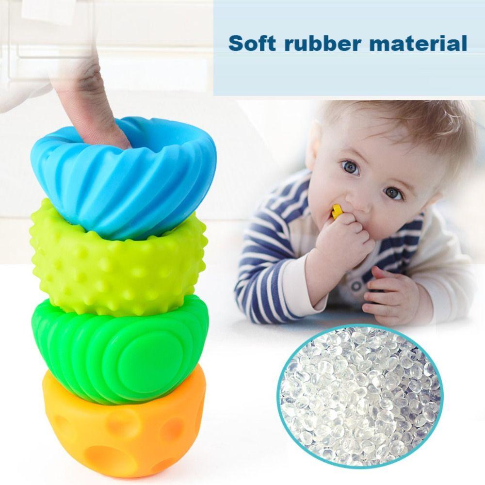 6pcs Montessori Develop Baby's Tactile Senses Toy Soft Rubber Baby Touch Hand Ball Toys