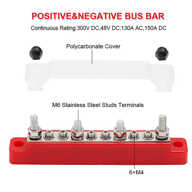 M6 Power Bus Bar Terminal Block Electric Current Distributor For Car Audio System Upgrade and Solar Panel Distribution