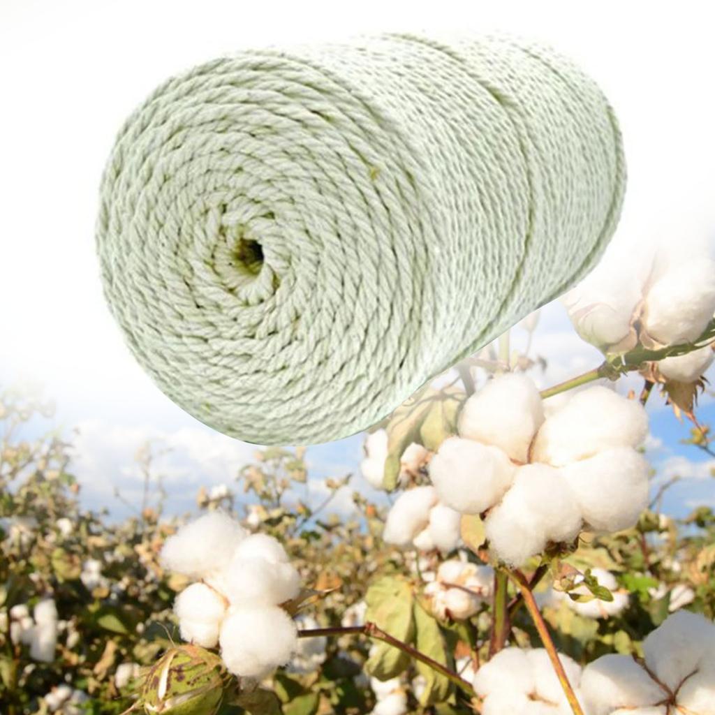 Baumwoll-Makramee-Schnüre Hellgrün 219 Yards lang 0,1 Zoll Durchmesser Weiche Strapazierfähige Baumwoll-Makramee-Kordel für DIY-Dekoration
