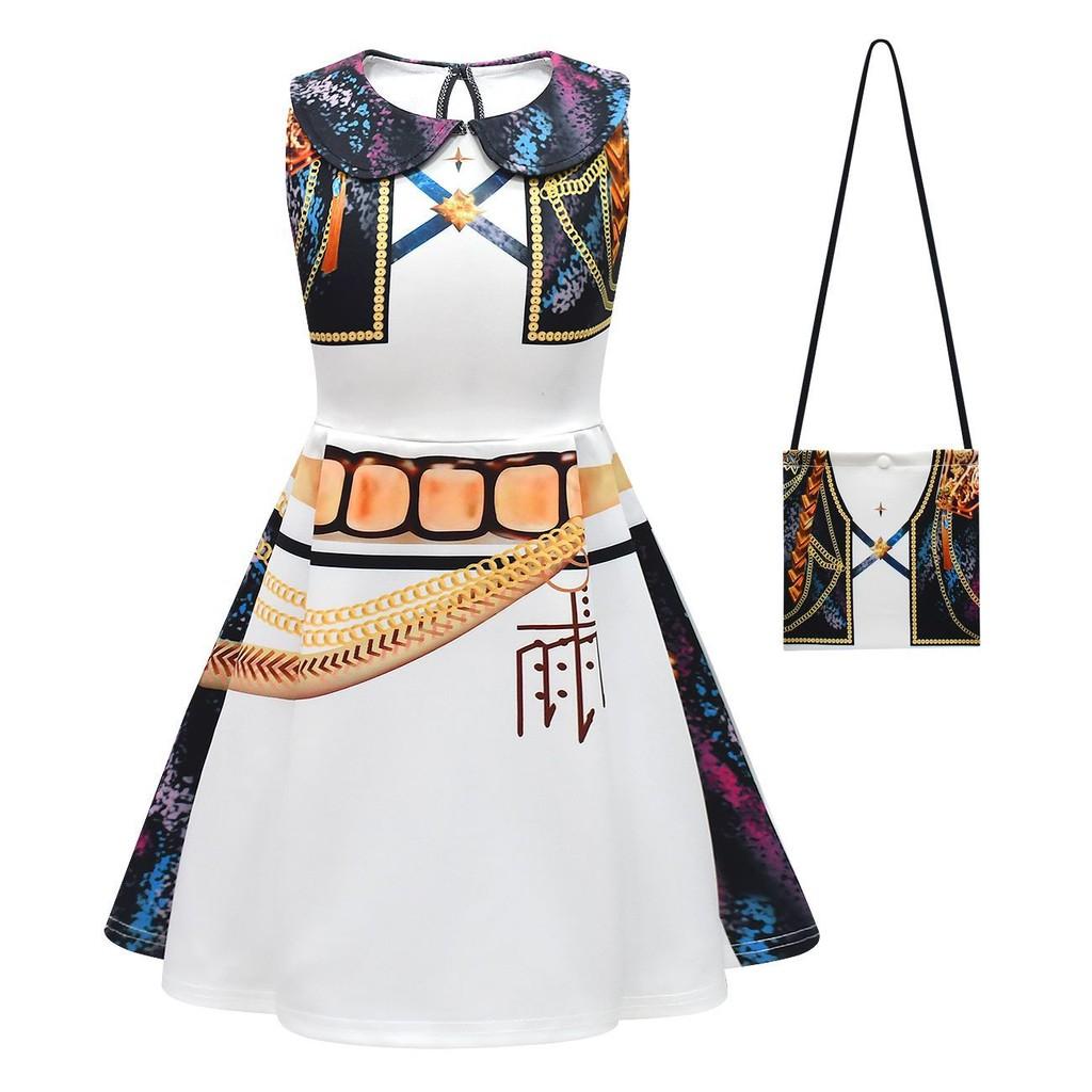 

Детское Платье без рукавов с отложным воротником и принтом Аниме, Мультяшный ПОП-певец, Суперзвезда Руми Мира Зои, Комплект с сумкой, Костюмы для Хэллоуина для косплея 150Cm