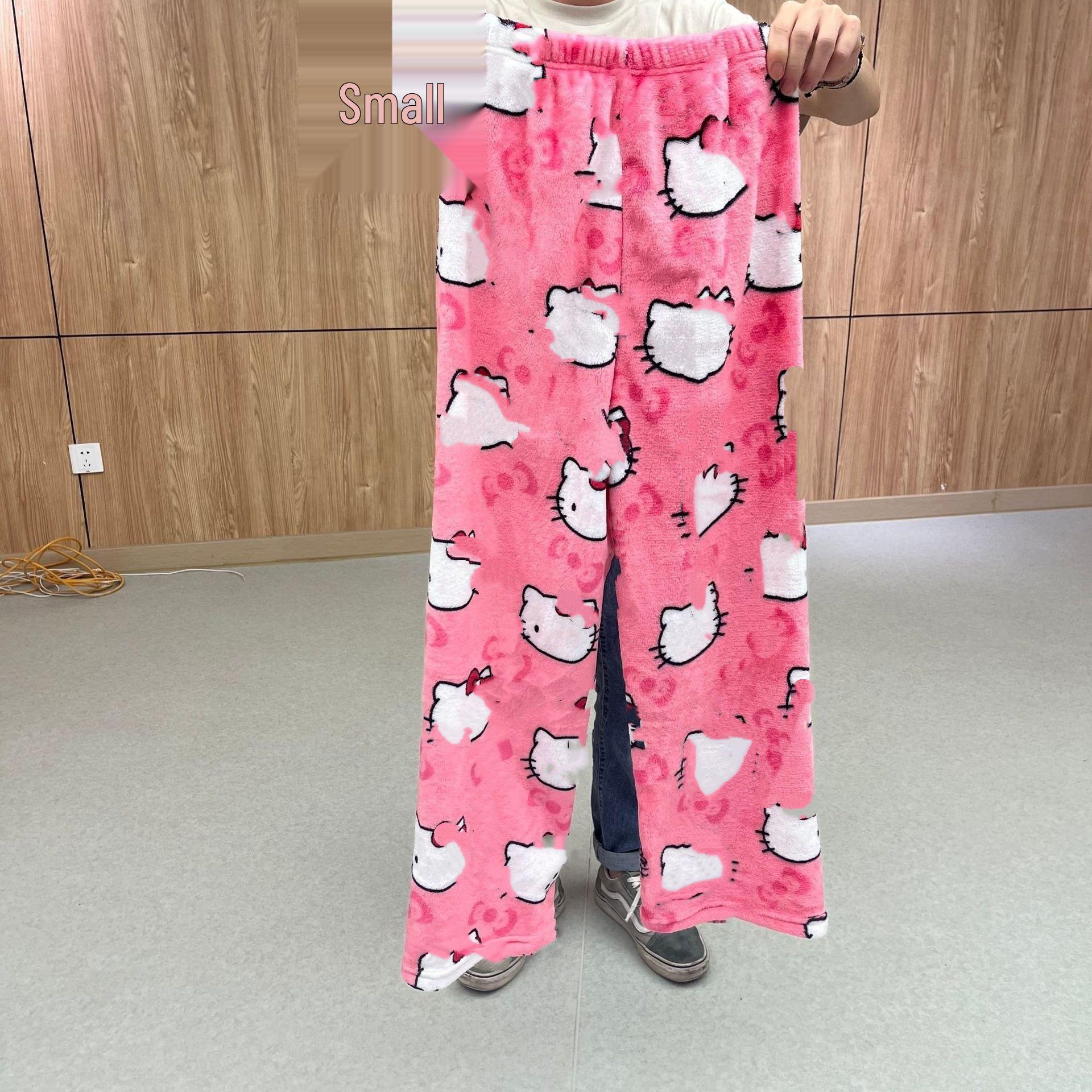 

Жіночий мультяшний котячий різдвяний флісовий одяг для сну - повсякденні фланелеві домашні штани на осінь/зиму. Double Extra Large