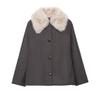 New temperament faux fur effect neckline jacket 7522241