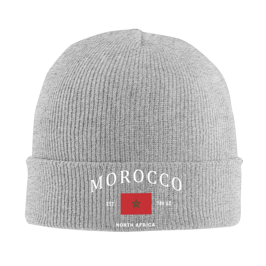 Custom Morocco Flag Skullies Beanies Caps Unisex Winter Warm Knit Hat Adult Moroccan Pride Patriotic Bonnet Hats Outdoor Ski Cap
