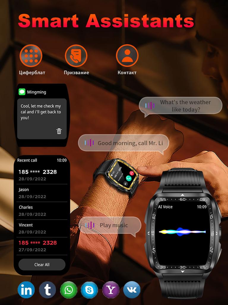 2025 For Xiaomi Outdoor Military LED Lighting Men Smartwatch Bluetooth Call IP68 Waterproof Heart Rate Sports Men Smartwatch