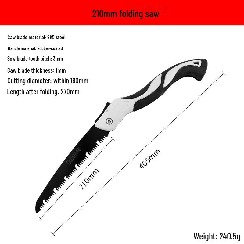 Folding Handheld Outdoor Saw with Teflon Blade for Wood, Garden, and Fruit Trees - High Branch Logging Tool