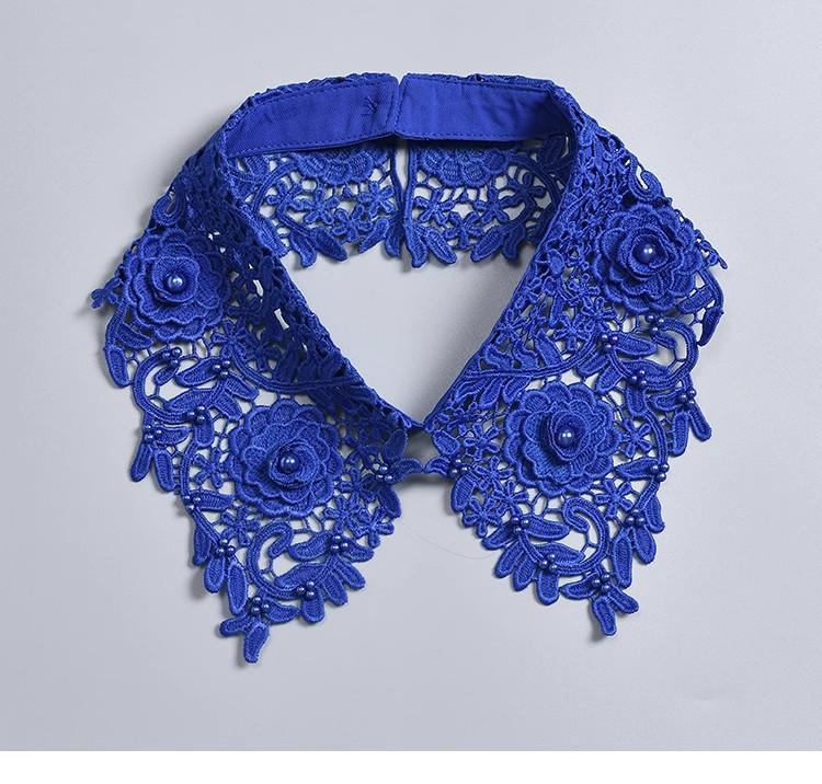 Fashion Beading Fake Collar For Women White Lace Hollow False Detachable Collar Lapel Shirt Tie Necklace Clothes Accessory