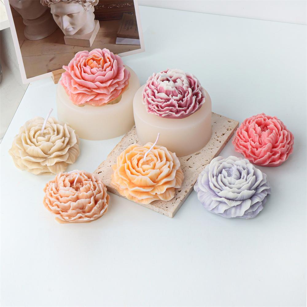 Large Peony Rose Flower Silicone Mold Blooming Flower Candle Resin Concrete Crafts Gypsum Molds DIY Flower Gift Home Decor NONE