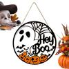 Willkommen Türschild Gruselige Halloween Türhänger Geist Kürbis Haustür Hänger Runder Halloween Kranz Dekor für Heimparty