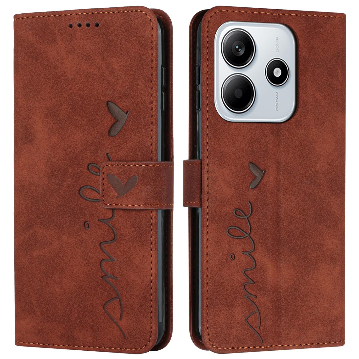 

Чохол для Xiaomi Redmi Note 14 5G зі штучної шкіри, підставкою для перегляду, з візерунком надрукованим на ньому Brown