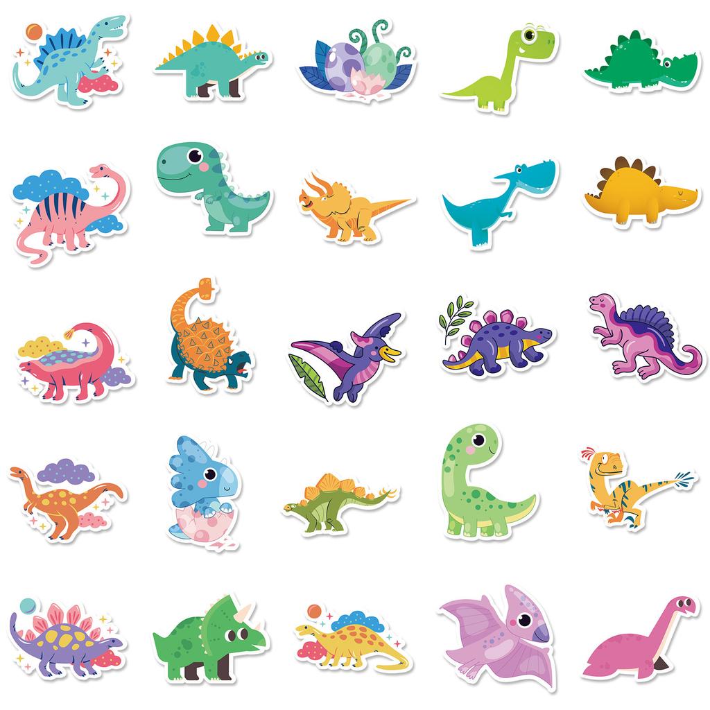 50 Big Eye Dinosaur Stickers New Style Cute Cartoon Personalized Tyrannosaurus Rex Animal Party Toy Stickers