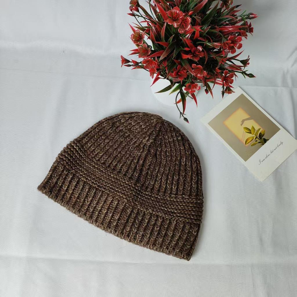 Mixed Color Thread Knitted Hat Women's Autumn and Winter Ins New Simple and Versatile Knitted Warm Wool Hat Cold Hat