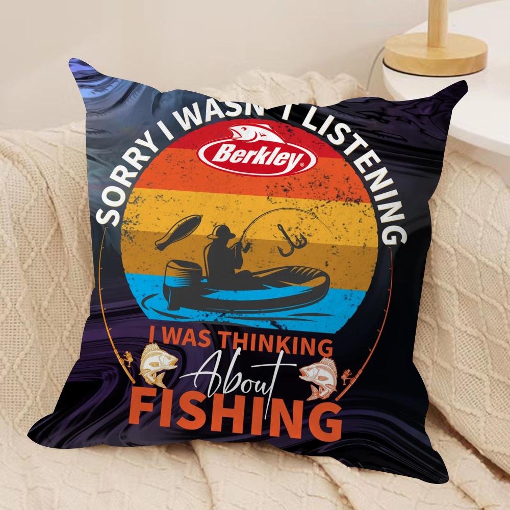 Popular Fishing B_Berkleys Cushion Cover Soft Plush Fabric Double-Sided Printed Sofa Cushion Cover for All Seasons Home Decor