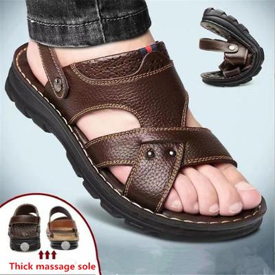 Men's Sandals 2025 Summer New Hot Selling Waterproof Non-slip Genuine Leather Sandals Soft Sole Slippers Breathable Casual Shoes