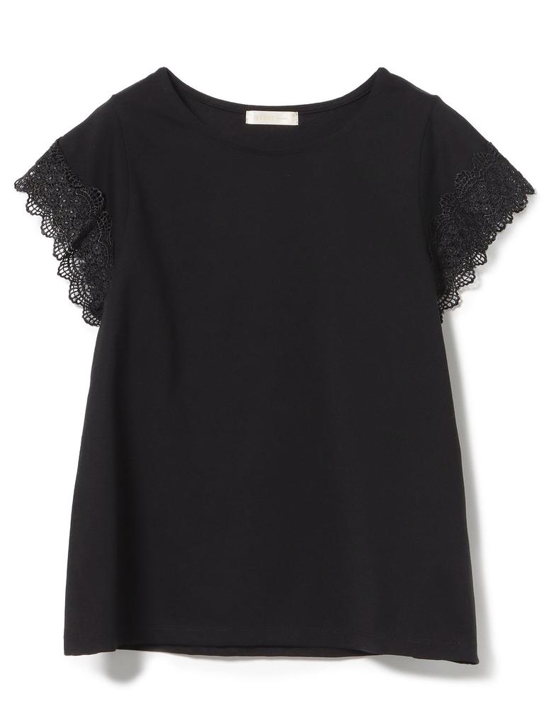 Beams Heart S/S TEE p/Cuff Lace PO25S Women's Black One Size
