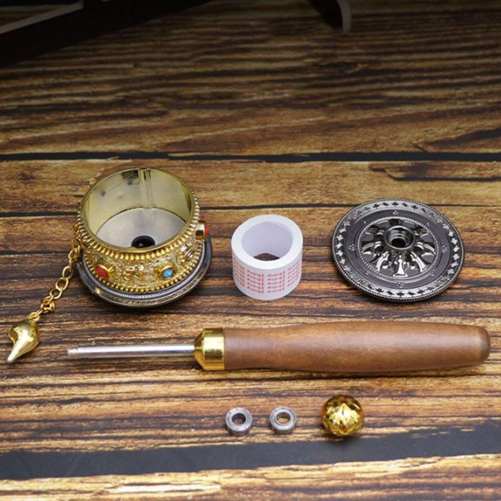 Hand Cranking Tibetan Prayer Wheel Colourful Religious Ornament  Home Decoration