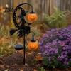 Halloween Solar Garden Stake Light Light, Witch Pumpkin Moon Lantern, Powered Holiday Lights IP44 Waterproof Metal Outdoor Decor for Pathway