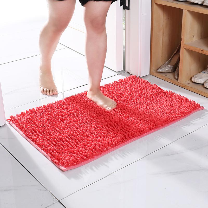 Inyahome Plush Microfiber Non Slip Soft Bathroom Rug Absorbent Machine Washable Chenille Bath Mat Quick Dry Shag Bathroom Carpet