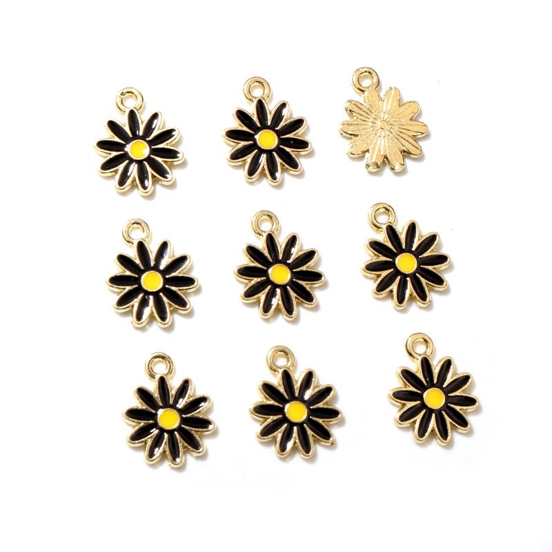 20Pcs 5Color 10x13MM Alloy Metal Drop Oil Colorblock Daisies Charm Flower Plant Pendant For DIY Bracelet Necklace Jewelry Making
