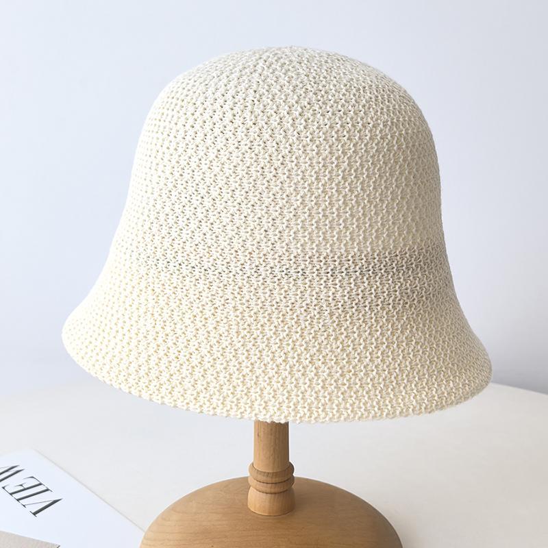 Solid color bucket hat women's spring and autumn breathable sun hat travel sunscreen hat showing washbasin cap foldable
