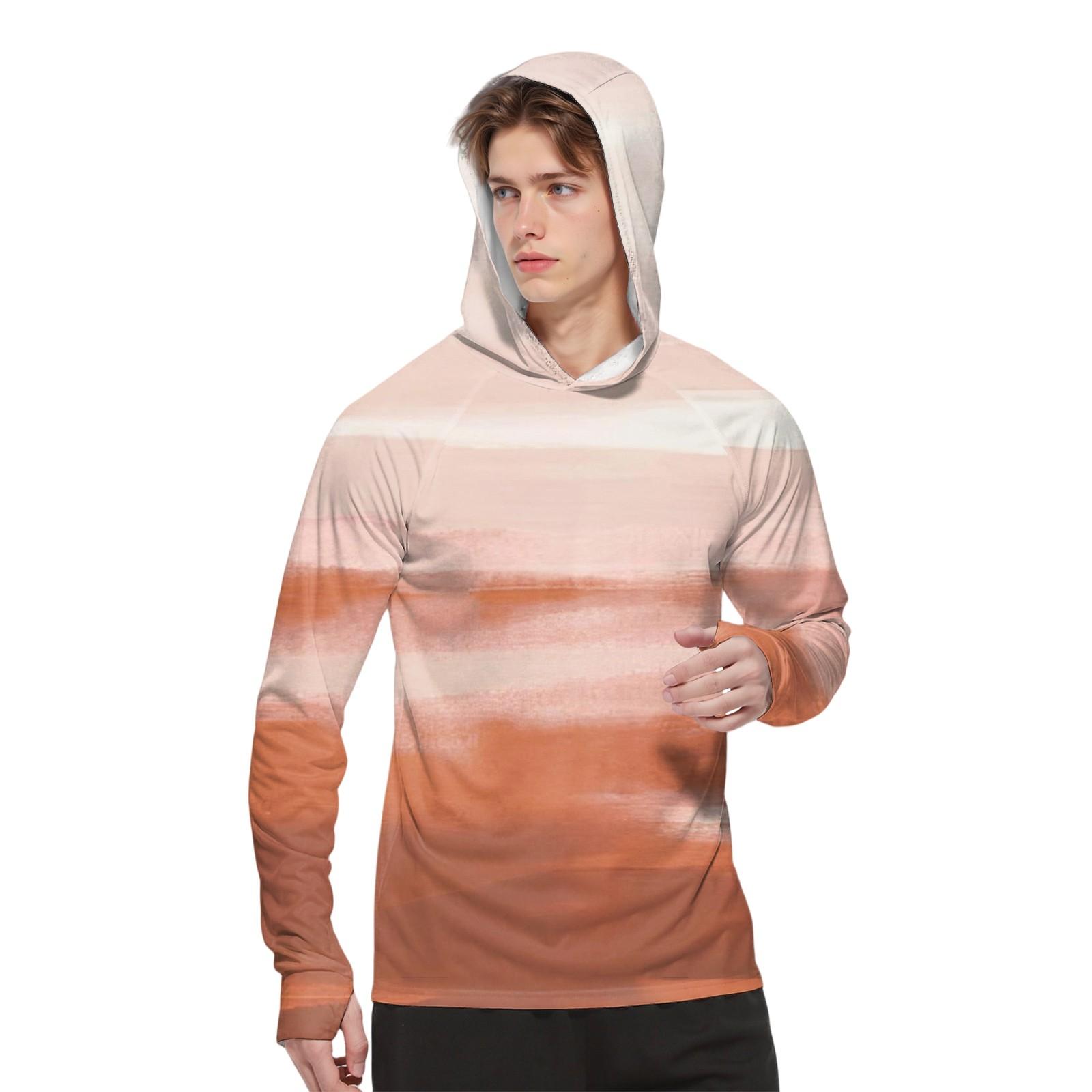 

Мужская модная рубашка с длинным рукавом с принтом и капюшоном SPF/UV XL белый