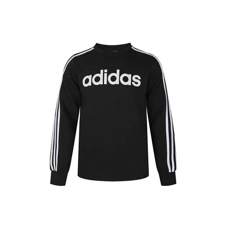 adidas E 3S Crew FL Round-neck Sweater Men Black/White Men s DQ3084 L