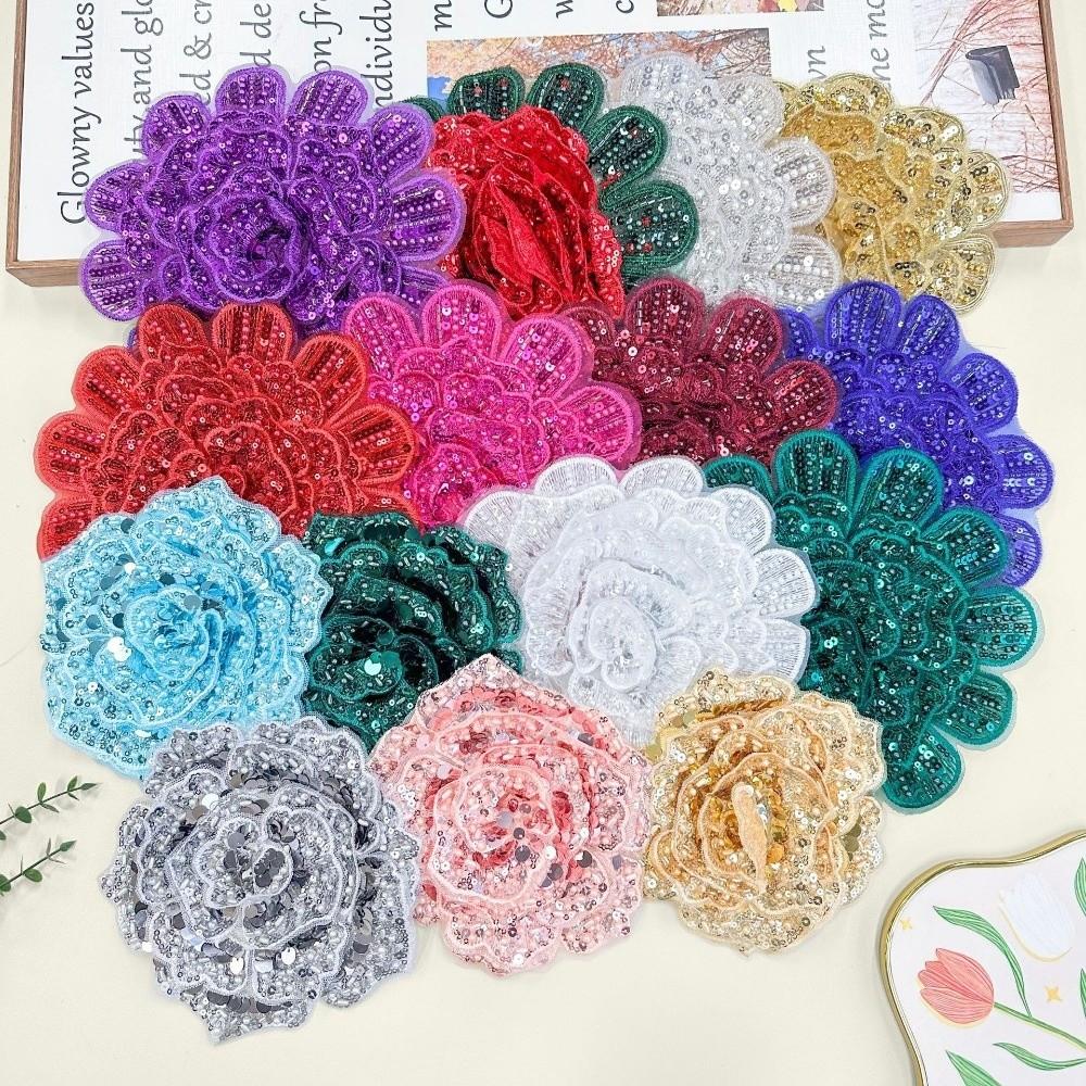 Full Diamond Rose-Shaped Patch Heavy-Duty Large Flower Applique Skirt Corsage Patch Cloth