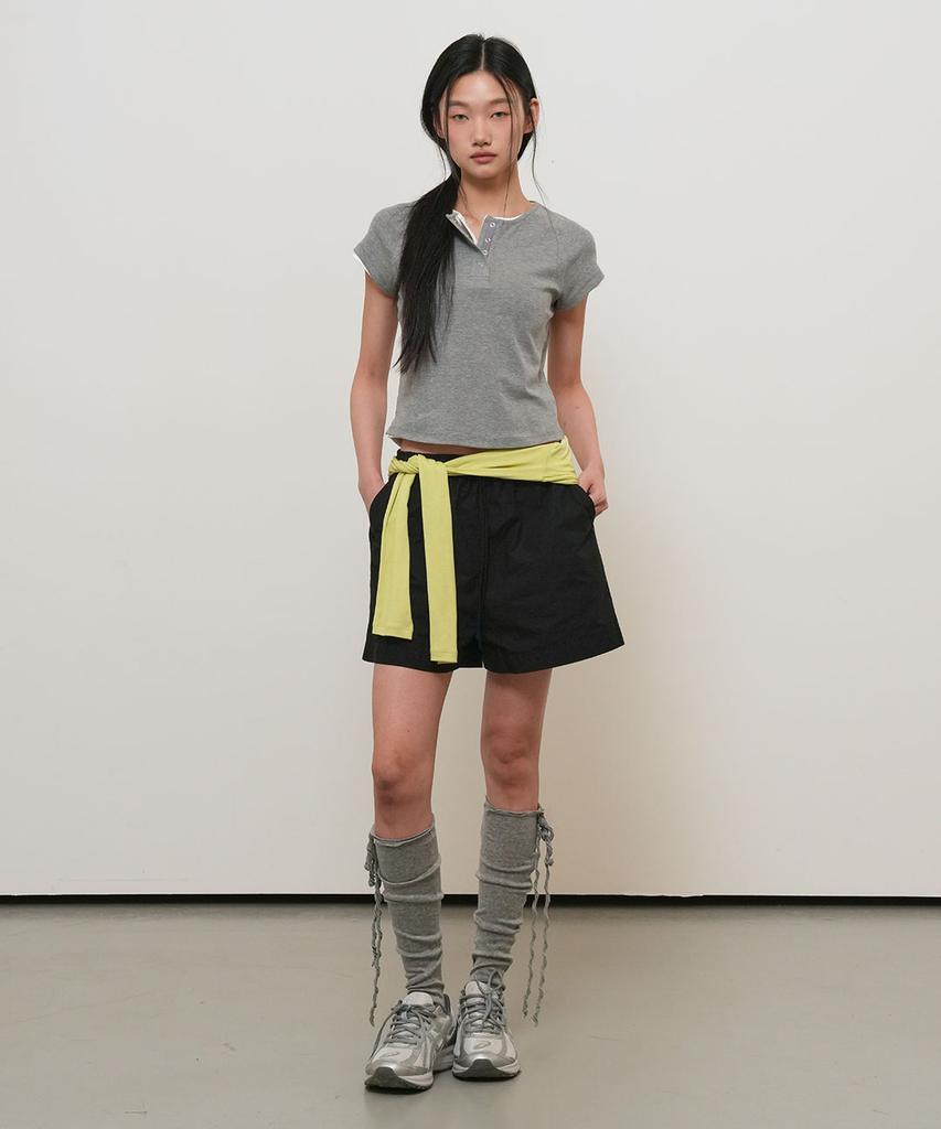 GENERALIDEA Snap Henley Neck T-Shirt [Melange Grey] / Gf2Lts528