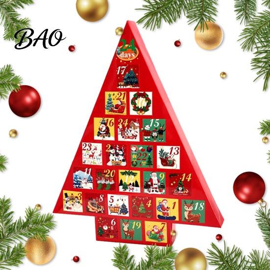 Multi Compartment Gift Box Christmas Tree Advent Calendar Box, DIY Surprising Shaped Paper Hole Punch Surprise Fillable Countdown for Candy