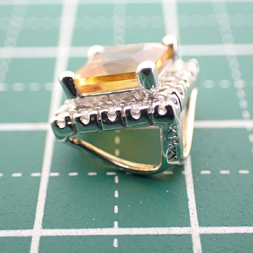 [Used] K14WG Citrine Diamond Pendant Top/j16-21