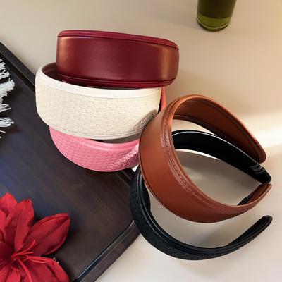 Nuovi Cerchietti Retrò in Pelle PU Turbanti L Larghezza Antiscivolo Cerchietto Eleganti Accessori per Capelli Donne Ragazze Articoli Moda Regali