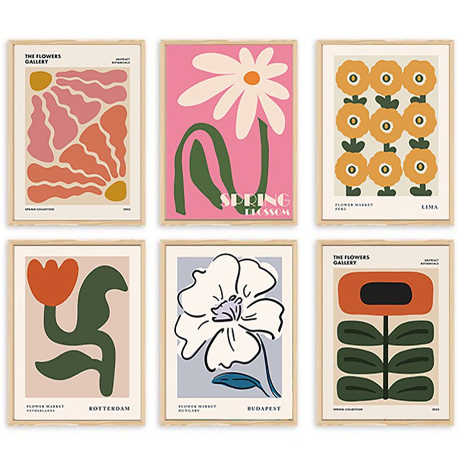 Flowers Wall Art Posters Gallery Abstract Prints Canvas Decorative Painting Wall Decoration Mural Pictures For Living Room Decor