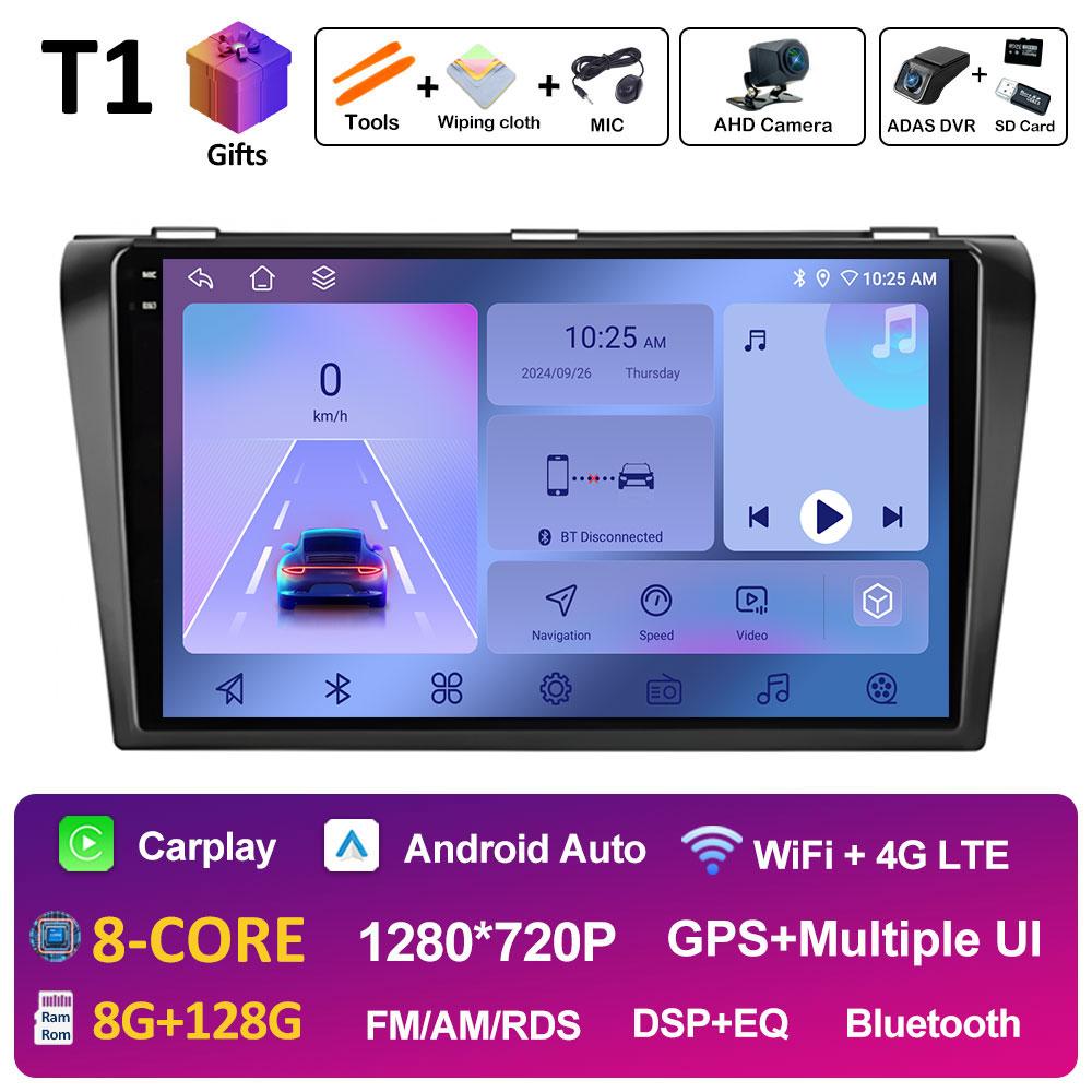 Pentru Mazda 3 2004 2005 2006 2007 2008 2009 Sistem inteligent Android Navigație GPS Wireless Carplay Bluetooth QLED Ecran IPS