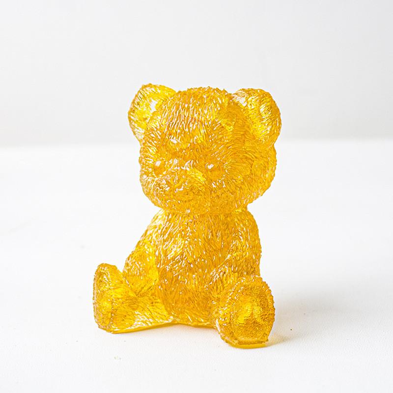 Crystal Resin Bear Desk Ornament With Natural Water Crystals For Home Office Decor