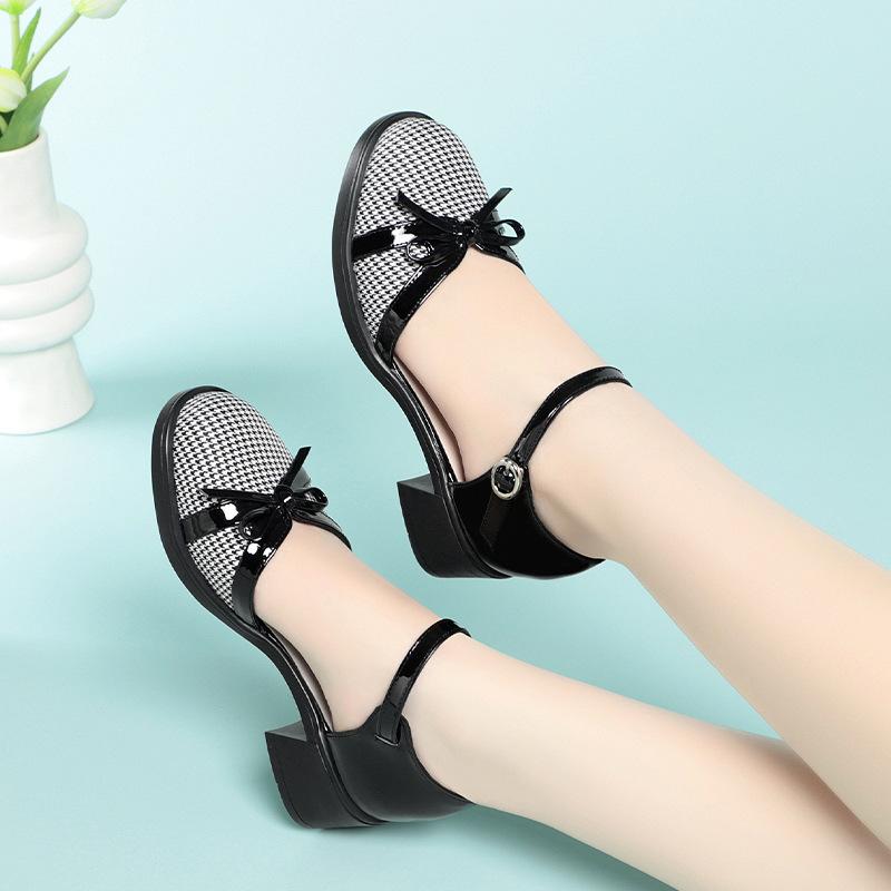 Sandali Donna a Punta Chiusa, Tacco Medio, Monocinghia, Punta Aperta, Tacco Chunky, Scarpe Estive Singole