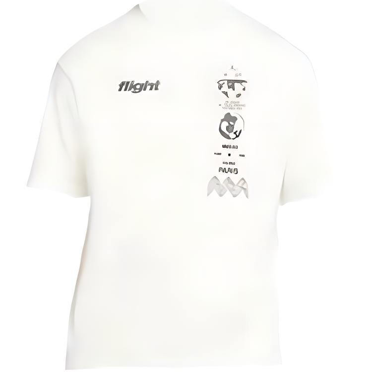 Men s Air Jordan Minimalistic Alphabet Logo Printing Round Neck Pullover Short Sleeve Creamy White T-Shirt DV3076-133 XL
