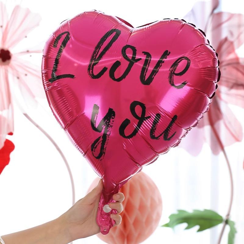 18-Inch Princess, Please Be Happy Every Day, Love Aluminum Film Balloons, Birthday Decoration Scene Arrangement Heart-Shaped Balloons