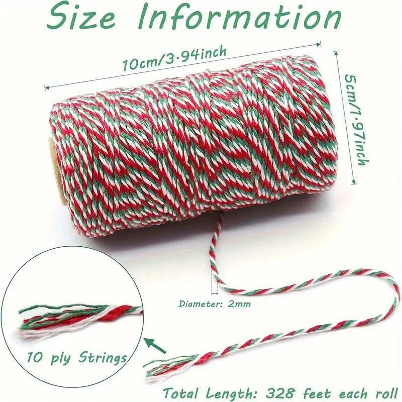 100 metrů/role Dvě barvy Bavlna Baker Šňůra Šňůra Vánoční Svatební dekorace Dárkové balení Šňůrka DIY Dárkové řemeslné výrobky Zabalit