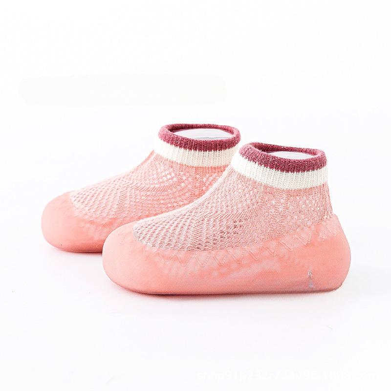 Primăvară și vară Pantofi pentru copii mici, anti-alunecare, plasă pentru bebeluși, respirabili, pentru interior, cu fundul moale, pantofi pentru copii, șosete.