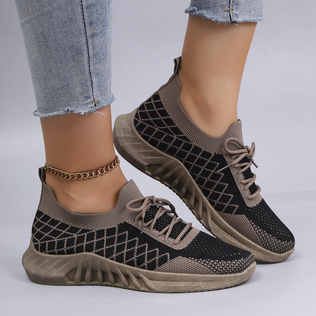 Spring And Autumn New Women'S Casual Lace Up Shoes Are Comfortable, Breathable, Lightweight And Wear-Resistant Sports Shoes