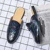 Fashion 2024 New Luxury Designer Men's Casual Bling Leather Loafers Italian for Men Half Shoes Mules Male Black Slides Business Slippers