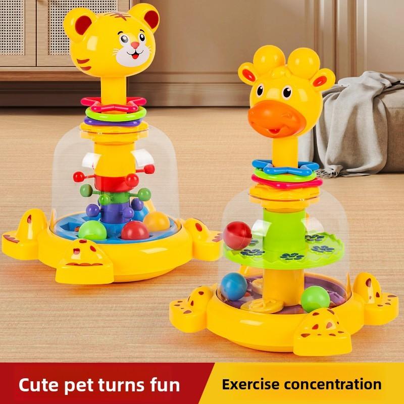 Baby Educational Push Giraffe Jumping Ball With Rolling Beads For Kids Playroom