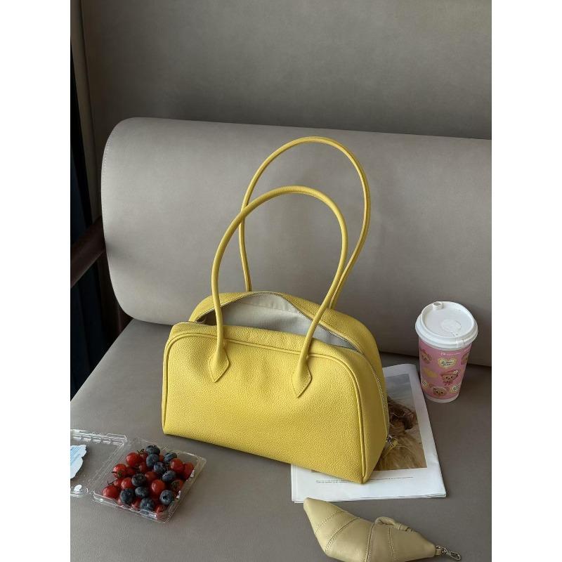 

2025 Новый нишевый дизайн, верхняя часть из коровьей кожи, сумка Boston Commuter, сумка через плечо 32x11x20cm жёлтый