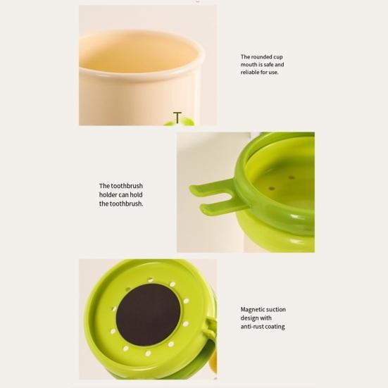 Suction Cup Toothbrush Holder Wall-Mounted No-Drill Cup Holder Magnetic Self-Adhesive Multi-Functional Bathroom Organizer for Toothbrushes Toothpaste