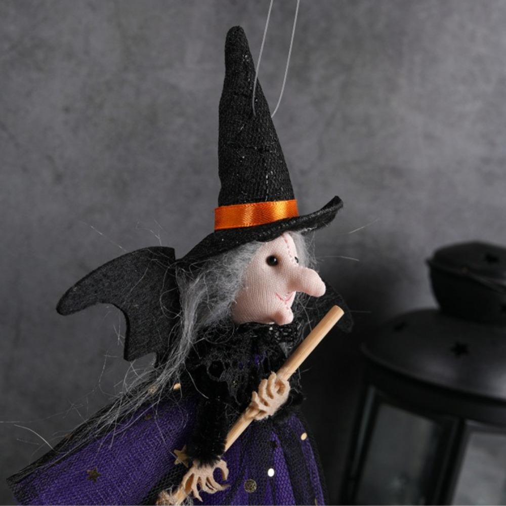 1pcs/3pcs Halloween witch doll angel hanging decorations with broom - no electricity required, suitable for multiple holiday ind