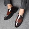 Large size 48 casual leather shoes men's lazy shoes glossy office work shoes dress shoes