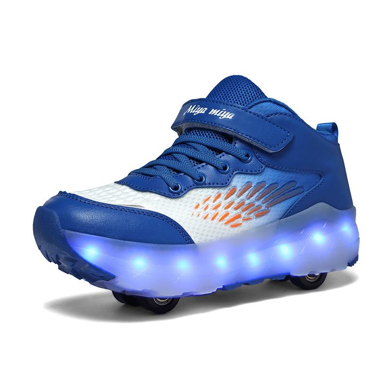 

Детская обувь Runaway Shoes Двухколесные светящиеся коньки для девочек Роликовые коньки для мальчиков Светящаяся обувь для школьников 40 синий